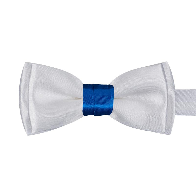 Lower part: white | Top part: white | Knot: royal blue 