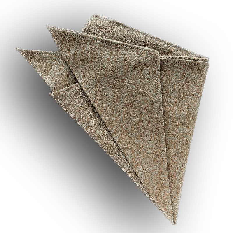 Woven silk pocket square - cappucino