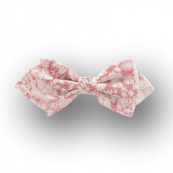 Men's bow tie woven polyester - red/ivory cream - pointed shape