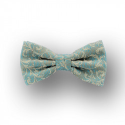 Men's bow tie woven polyester - green/ivory - straight shape