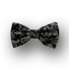 Men's bow tie woven silk - black - silver - straight shape