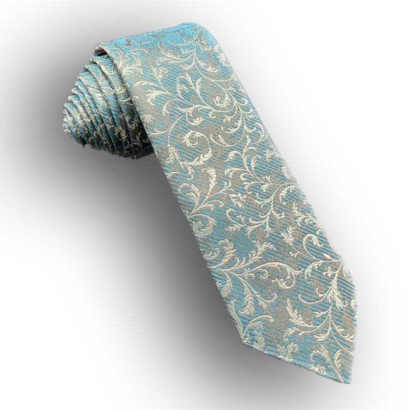 Woven polyester tie - green/ivory