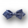 Men's bow tie woven polyester - blue white - pointed shape