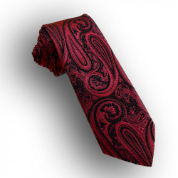 Woven silk tie - black/red