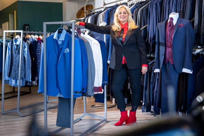 Tailor Kerstin van den Bosch (49) presents her brand new store in Zwickau.